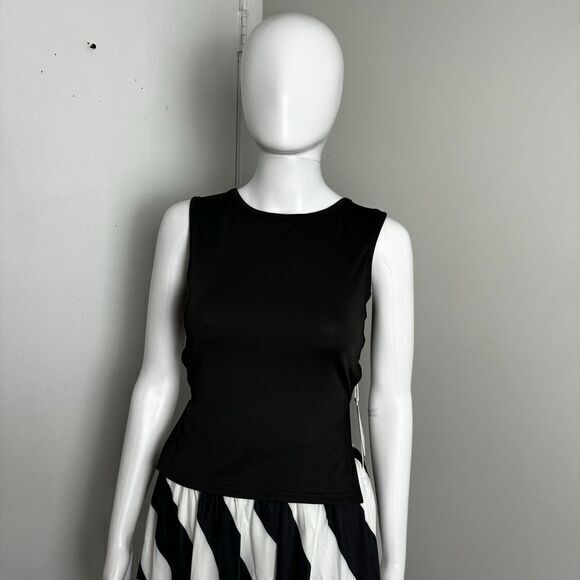 Commense Chic tie Back Crop top Sleeveless‎ Black M - Picture 6 of 12